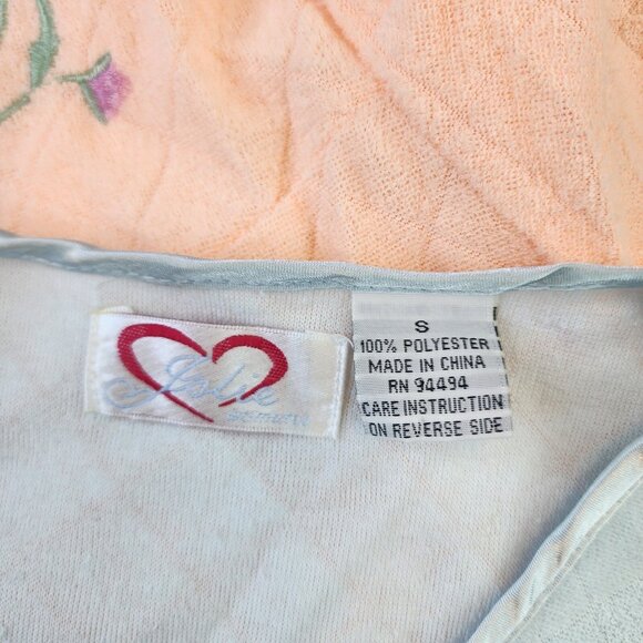 Vintage Nighties S Blue Pink 2p LOT Snap Button Front Pocket House Coat Granny - Picture 5 of 12